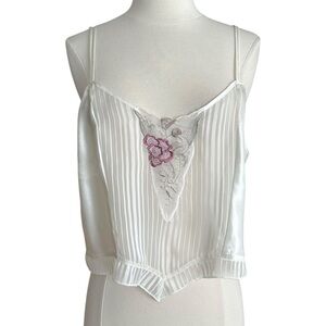 VICTORIA’S SECRET Vintage Gold Label Ivory Embroidered Cropped Camisole Large